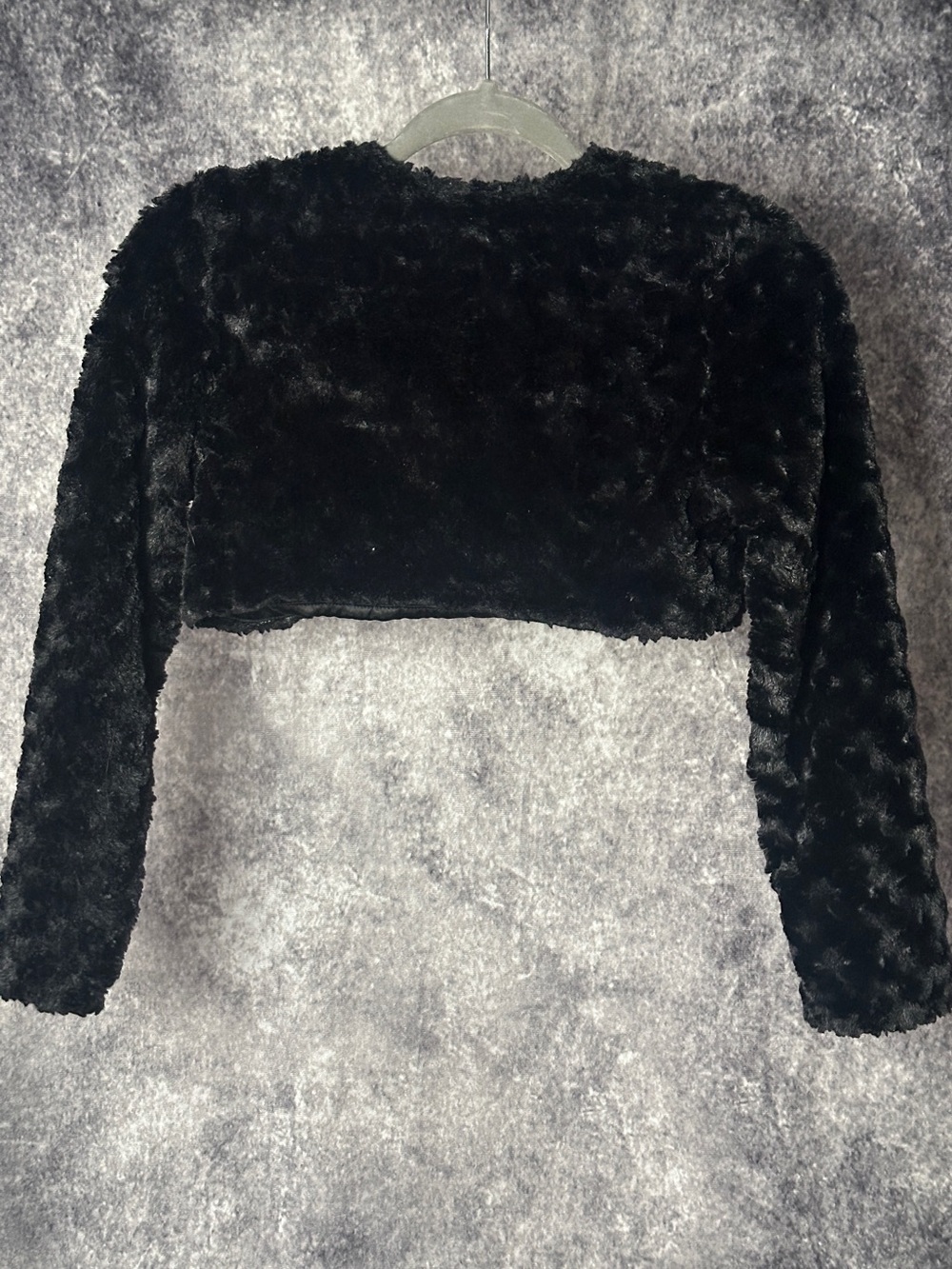 Black Faux Fur Teddy Jacket/Cropped Bolero - Picture 2 of 3